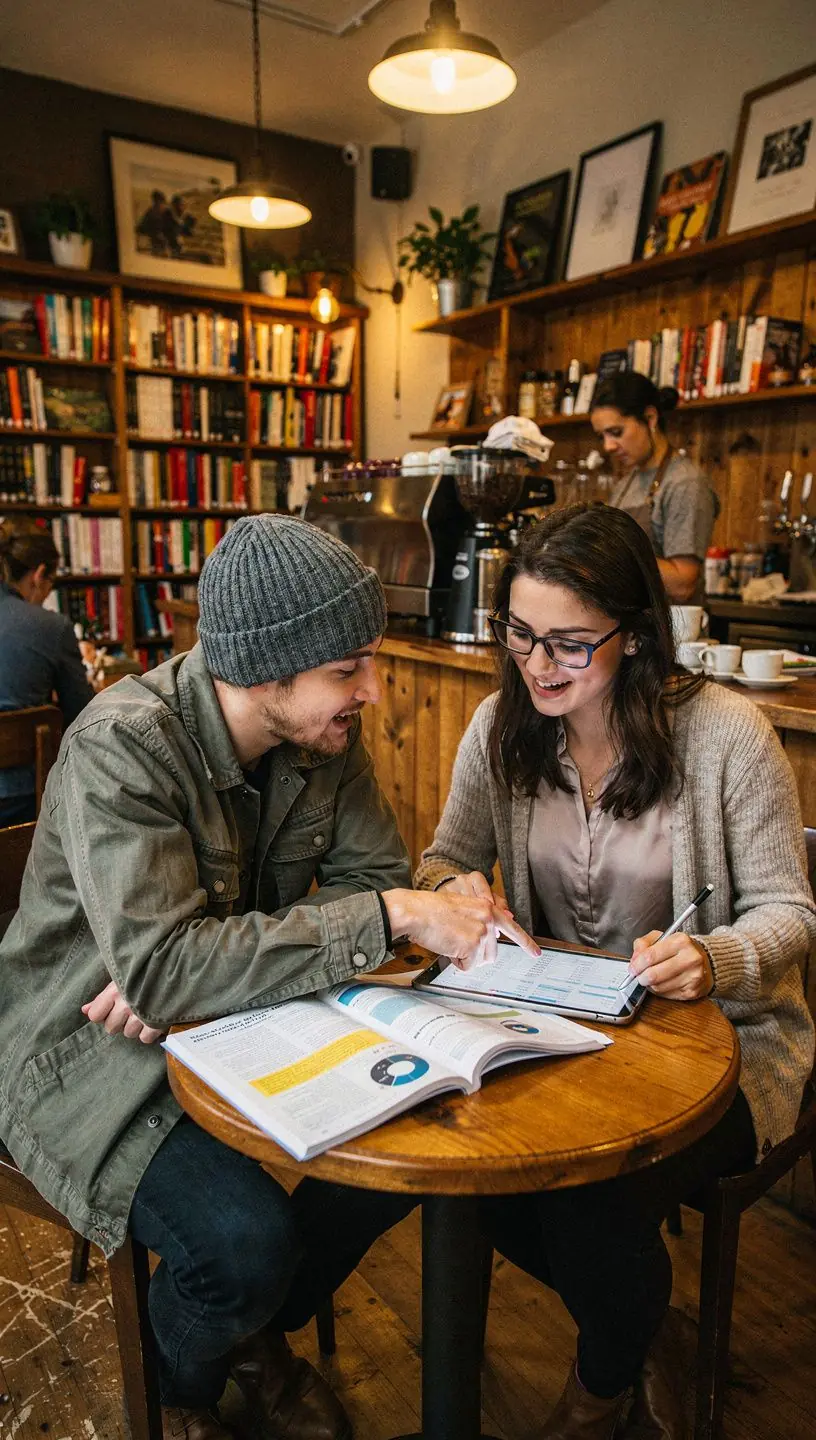 Pénzügyi oktató anyagok, kezdőkészlet és könyvek egy rendezett asztalon, diákoknak szánt személyes pénzügyi ismeretekhez.